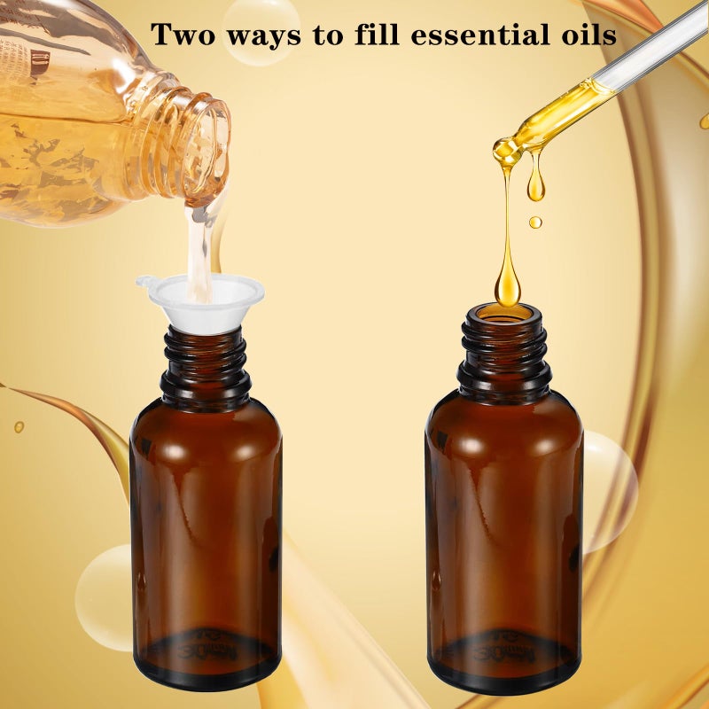 HEYLEAYAR 50ML Roller Bottles for Essential Oil  3 Pack Empty Amber Glass Roller Bottles for Perfume Oil  Roll on Bottles with Stainless Steel Roller Balls  Opener  Funnel and Dropper - Image 5